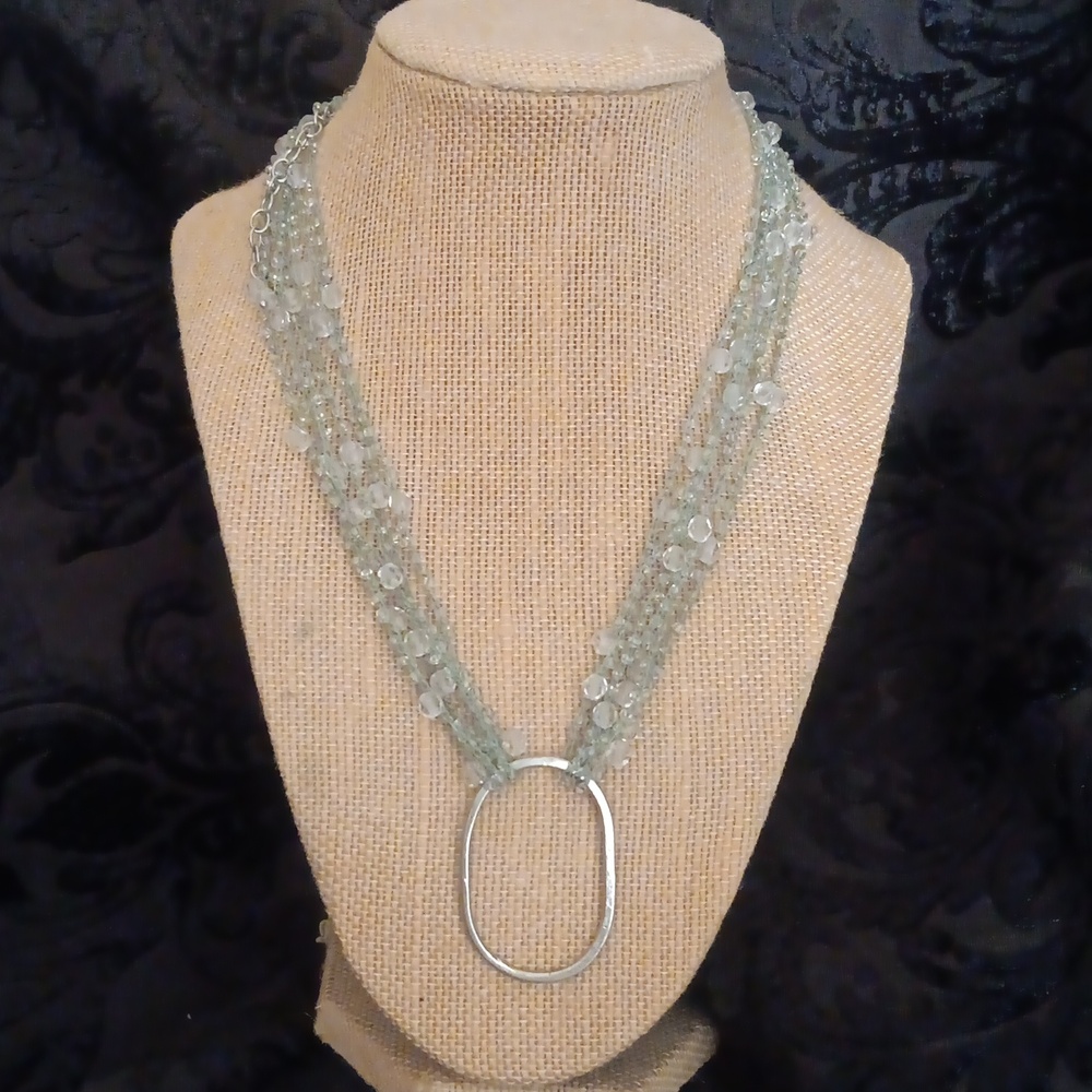 Blue Silver Boutique Beaded Beach Necklace